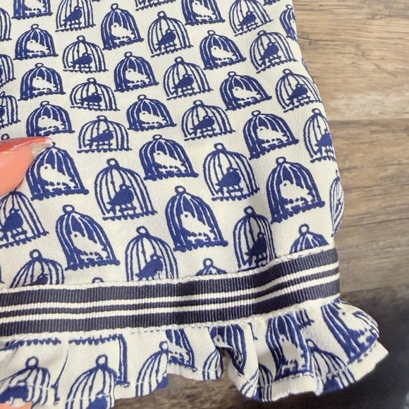 Talbots Blue and White Bird Cage Blouse - Picture 7 of 8